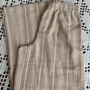 Sincerely Jules Tan and White Striped Elastic Waist Pants